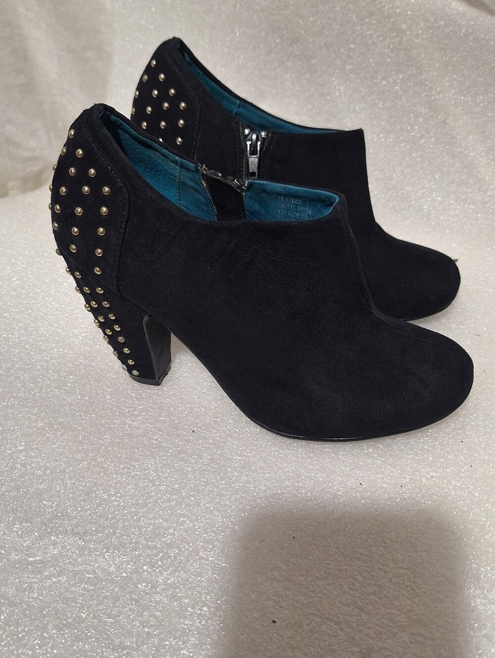 Women's Black Studded Suede Ankle Booties